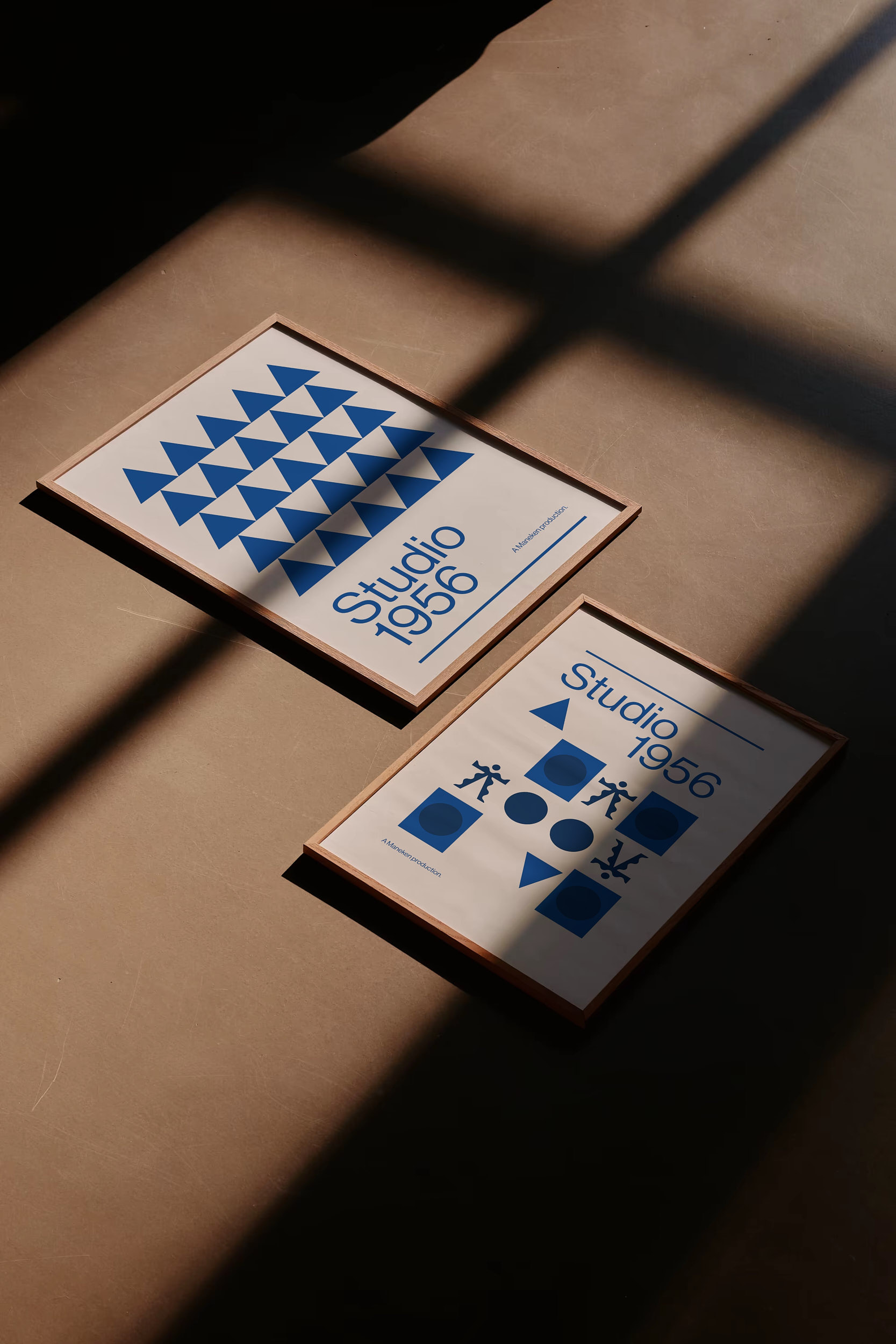 Photography of framed print mockup for design visualization.