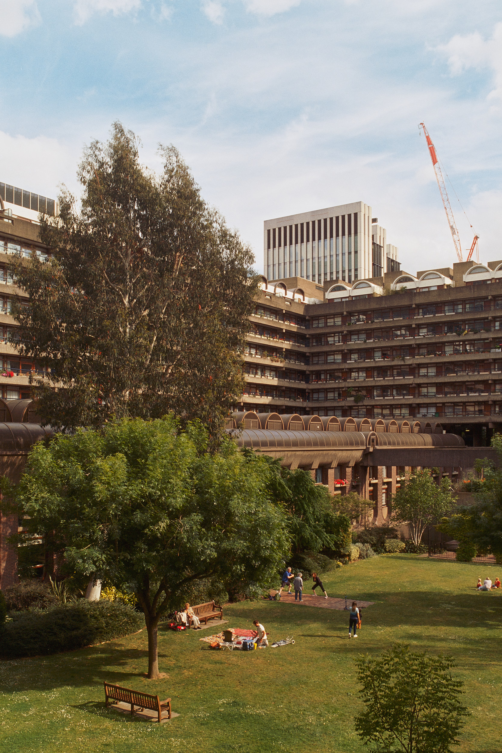 Strong verticals of Barbican tower blocks photographed by David Altrath.