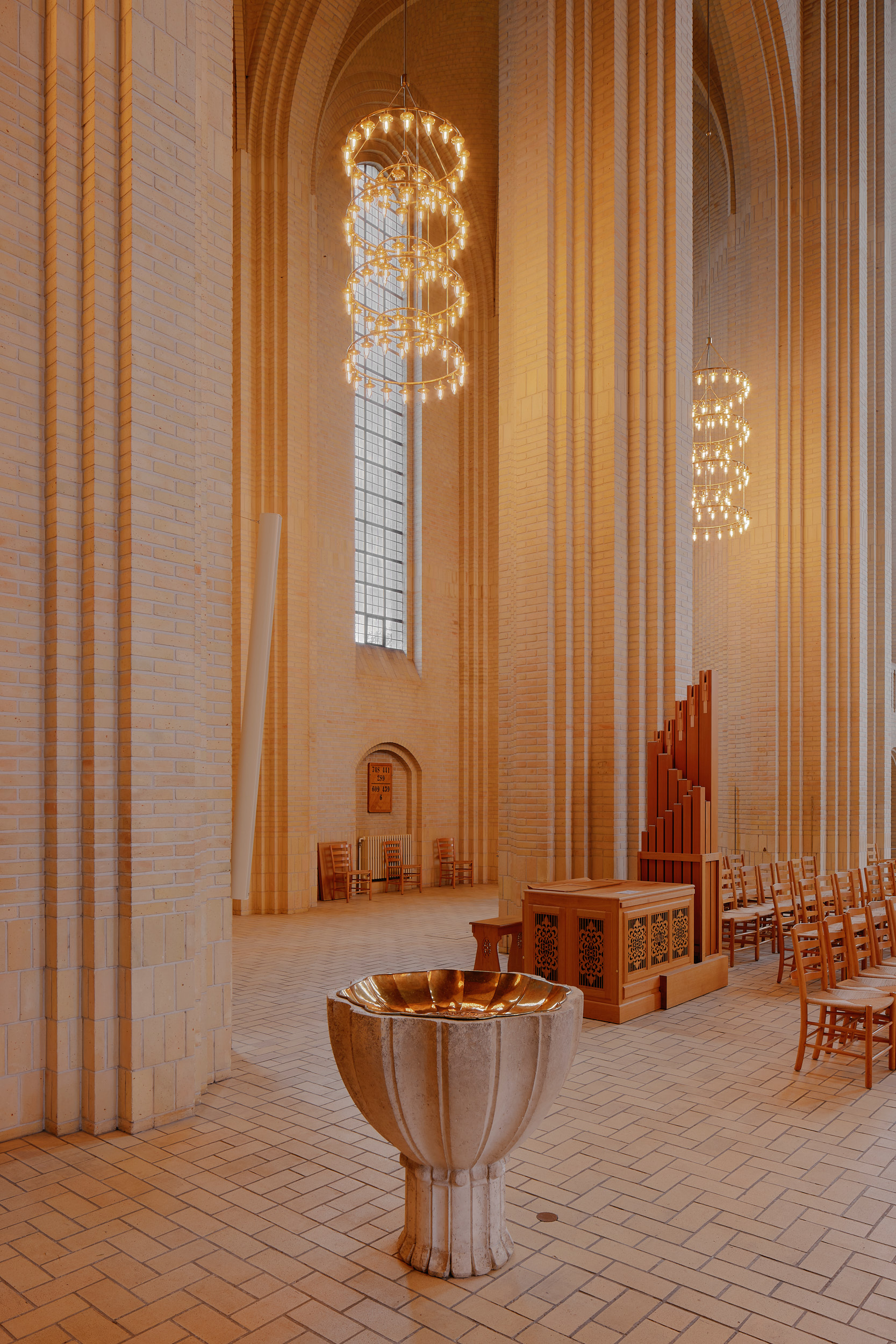Interior view of Grundtvig’s Church photographed as part of an architectural series by Hamburg-based photographer David Altrath