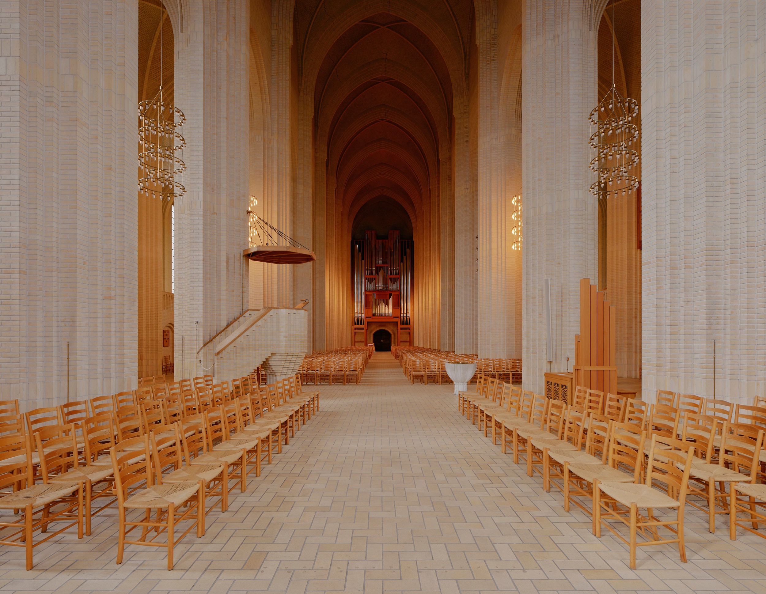 Architectural photograph exploring space and silence at Grundtvig’s Church